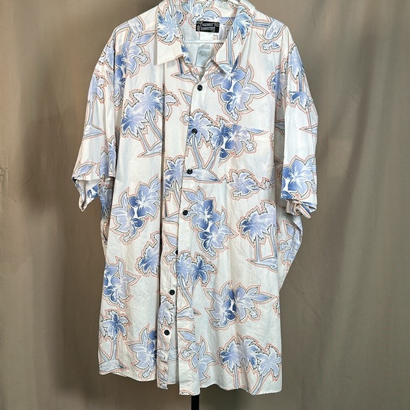 Vintage PINEAPPLE Collection Multicoloured Palm Tree Print Button Down Size 5XB - Picture 5 of 11